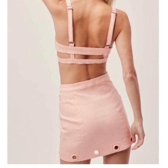 For Love & Lemons SSENSE Creme Puff Denim Bra Top Skirt Set XS - Picture 8 of 13